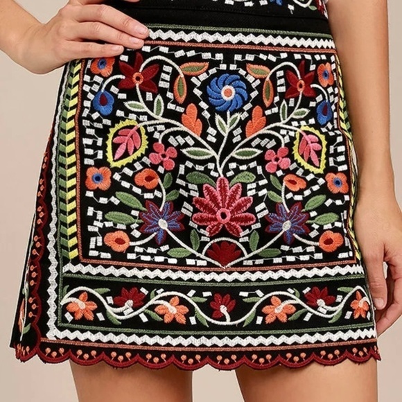 Lulus Dresses & Skirts - Lulus Don't Stop the Party Black Embroidered Mini Skirt